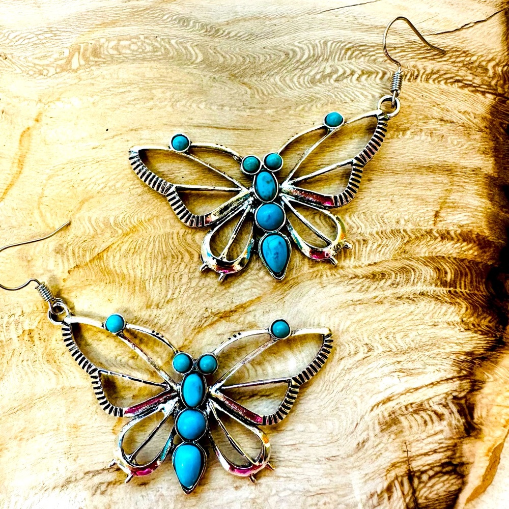 Butterfly Y2K Fashion Earrings Antique silver plated zinc alloy